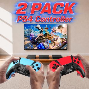 Wireless for PS4 Controller with Anti Drift ALPS Stick Back Paddles Turbo | Work with PlayStation 4/Slim/Pro.13-button Macro.1200mAh Battery.Type-C Charging.4-way Game Feedback.2 Pack for DualShock